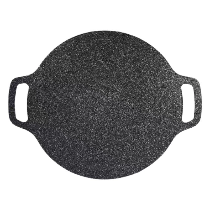 Круглая железная тарелка в Корейском стиле, креветки на гриле, гладкая антипригарная тарелка для выпечки теппаньяки на открытом воздухе, пикник, портативная тарелка для барбекю, карточная плита, универсальная