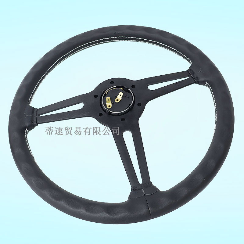 Factory Direct Sales Universal Automotive Momo Genuine Leather Steering Wheel 14.5 Inch 360mm Modified Racing Steering Wheel White Line