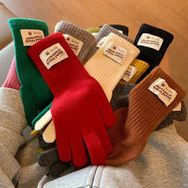 秋冬加长护腕北极成人针织手套保暖漏指可触屏通勤骑车防风百搭