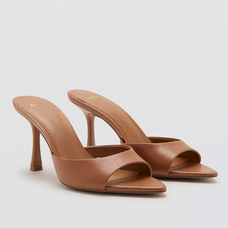 Mng Women's Sandals 2026 Summer New Mule Shoes Thin High Heels Open-Toe Sandals for Women to Wear Outside