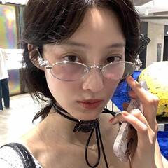 Gm新型楕円形純欲天井高級感Y2Kすっぴん真珠にドリルフレームすっぴん近視鏡フレームを入れる