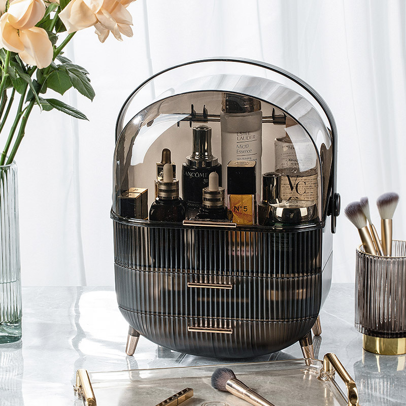 自主设计 轻奢透视化妆品收纳盒 跨境大容量桌面防尘护肤品化妆箱
