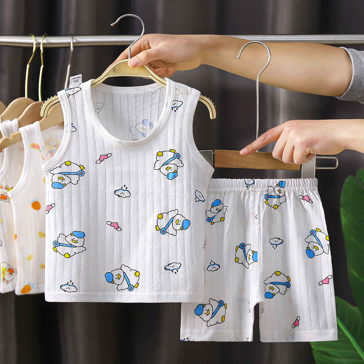 2024 nuevos niños chaleco traje de verano algodón niños sin mangas niñas pantalones cortos ropa de algodón traje de bebé