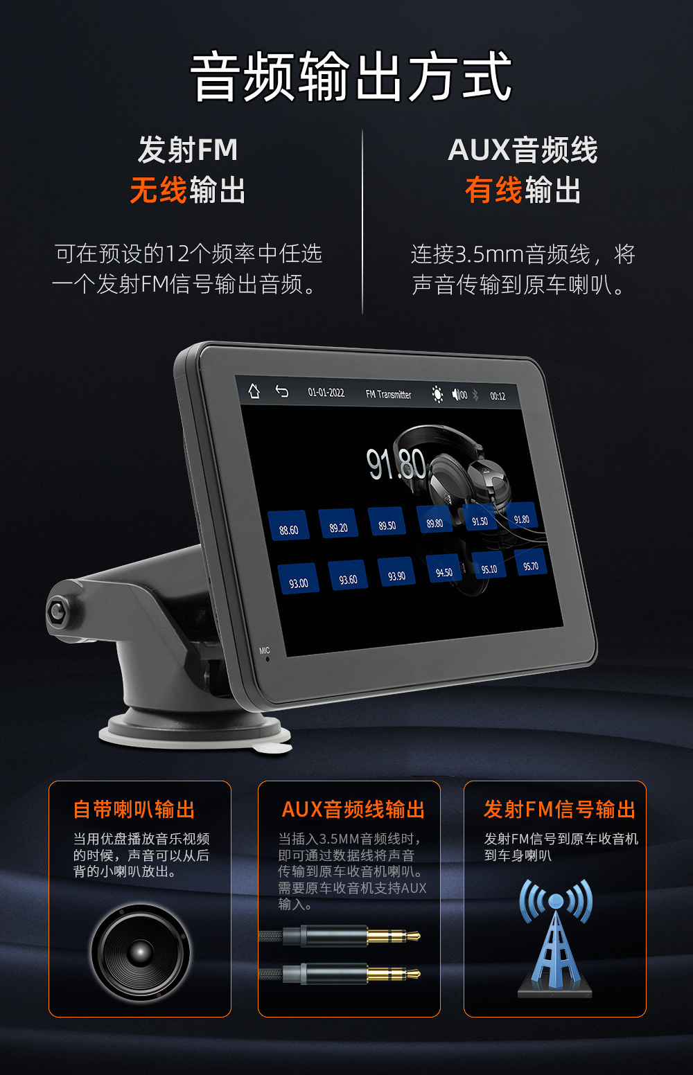 2026 Model 7inch Portable In-Car Screen Mp5 Wireless Carplay Audio-Visual Navigation Cross-Border Exclusive for Apple Screen Mirroring