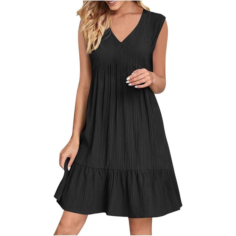 2026 Sleeveless V-Neck Niche Design Line-Drawn Dress for Women, Summer Fashion Casual Flowing Dress 2026 Sleeveless V-Neck Niche Design Line-Drawn Dress for Women, Summer Fashion Casual Flowing Dress