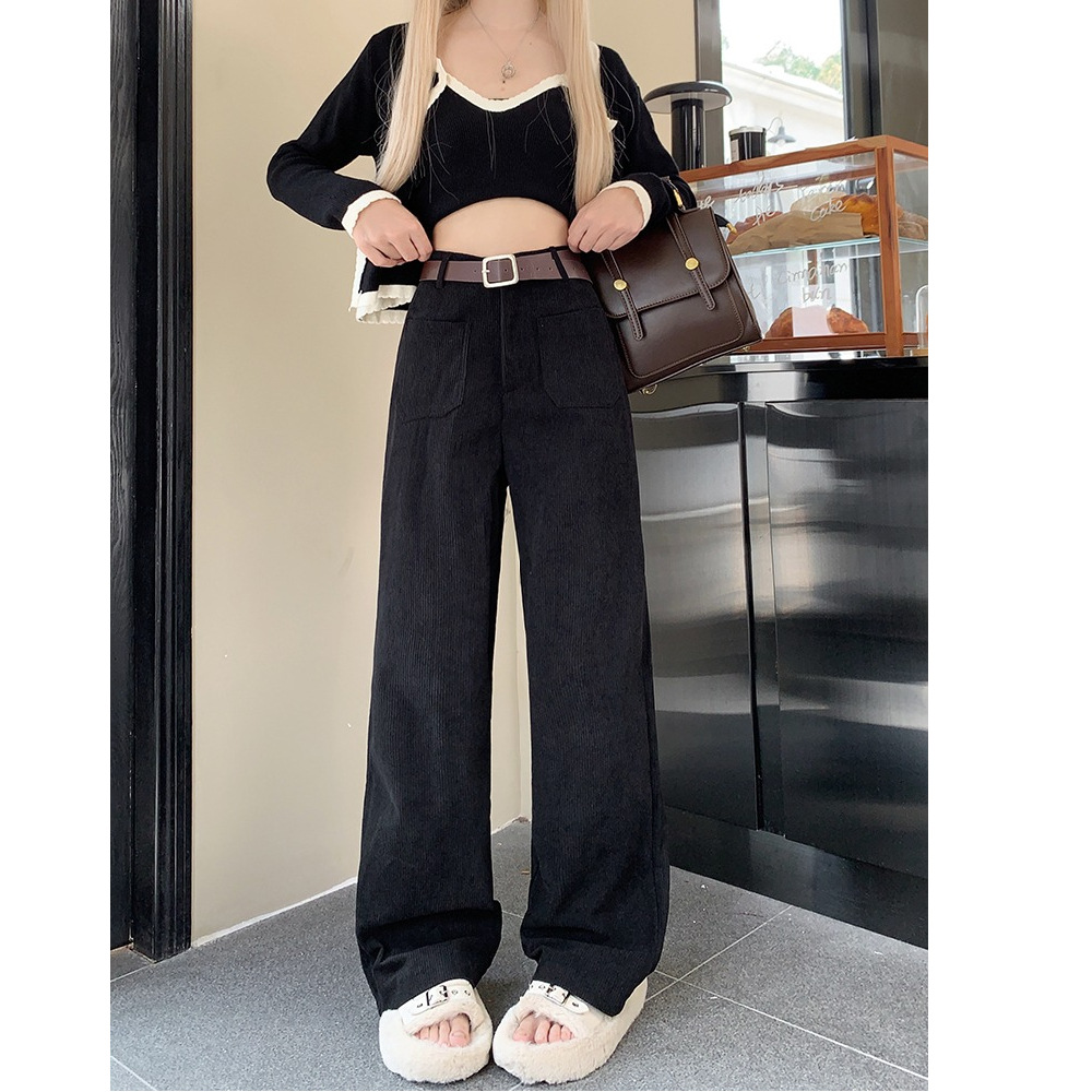2025 nuevos pantalones rectos de terciopelo delgados pantalones gruesos variados de color curry casual pantalones de piernas de mujer image 2