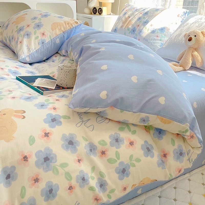 プリンセス風純綿100ベッド4点セット純綿子供カバーカバー女の子ベッド用品寮シーツ3点セット4|undefined