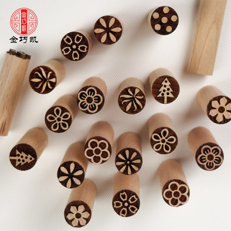 Cross-Border Hot-Selling Clay Stamping Tools, Su-Style Mooncake Stamps, Bean Paste Bun and Steamed Bun Stamping Tools, Diameter 1.5cm Stamp