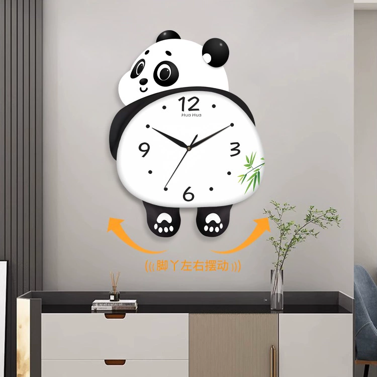 Часы с пандой, настенные часы для гостиной, домашние бесшумные кварцевые часы, новые часы-календарь, креативные настенные часы без перфорации
