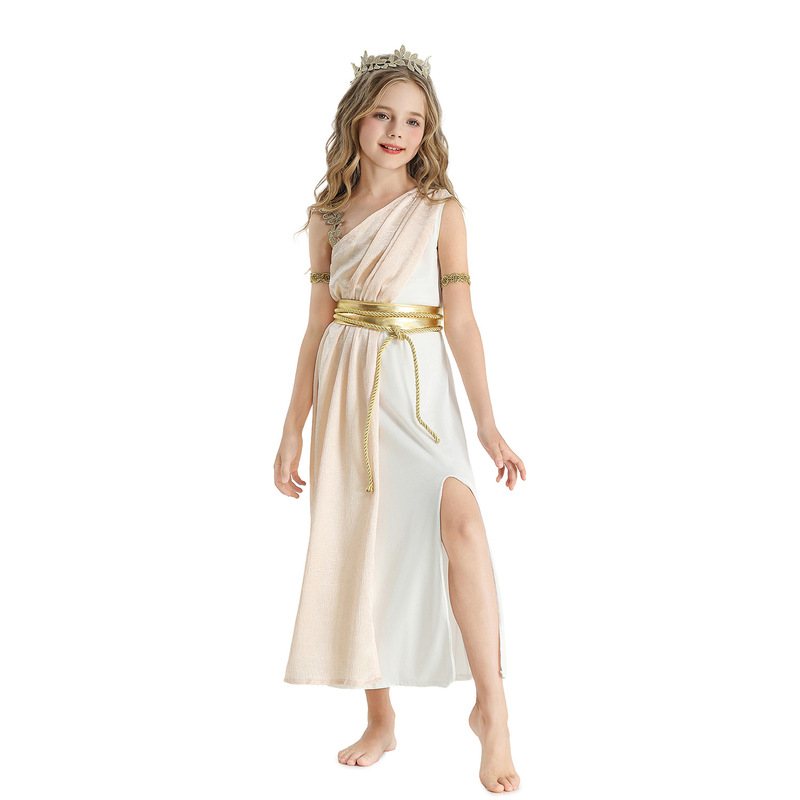 Halloween Kidsren's Costume Ancient Egyptian Cleopatra Athena Performance Costume Greek Goddess Medieval Dress