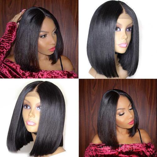 FB new product cross-border e-commerce European and American middle-parted bobo women's short straight hair wig micro-curled chemical fiber high-temperature silk headgear