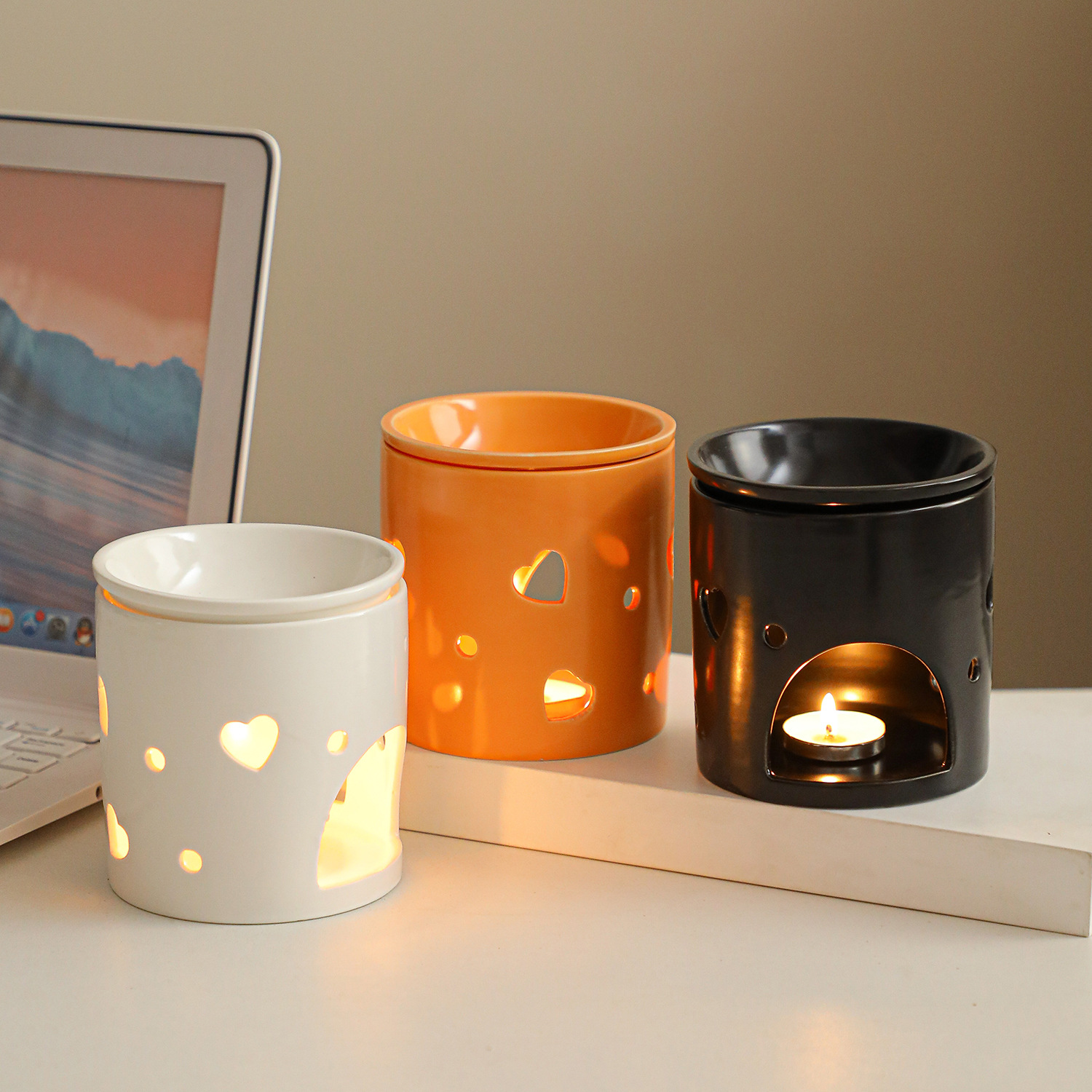 家居陶瓷香精炉欧式简约陶瓷香薰炉 手工制作创意釉陶摆饰