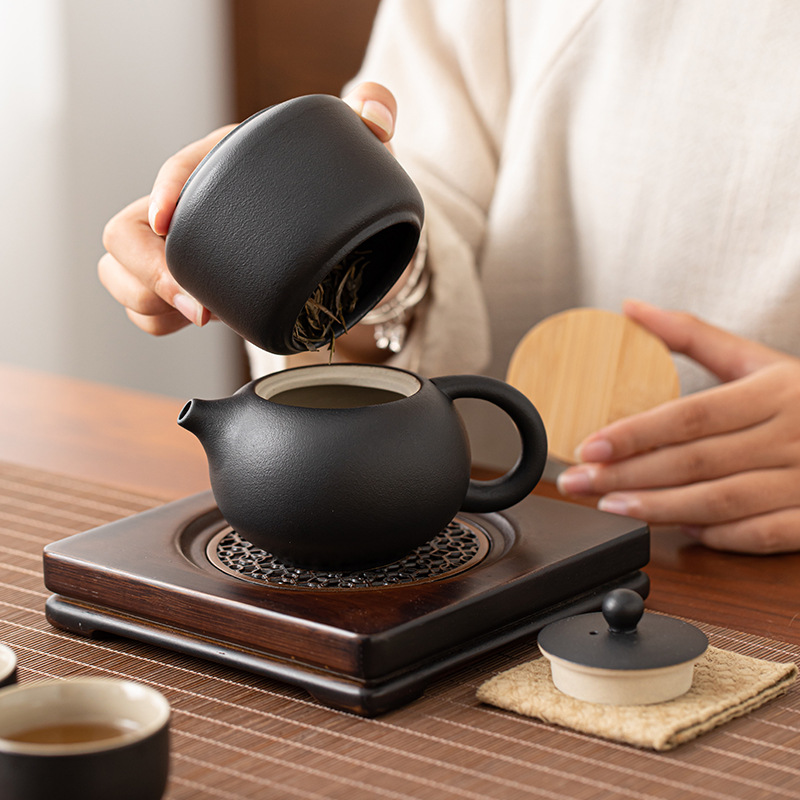 Cerámica negra esmaltada una olla cerámica doméstica cubierta taza de té taza de café taza de justicia taza cenicero lavado y filtrado de té