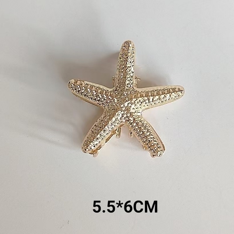 Fermaglio a forma di stella marina europea e americana in lega per donna, fermaglio a squalo per acconciatura semi-raccolta alla moda, forcina a conchiglia,_voghion.com