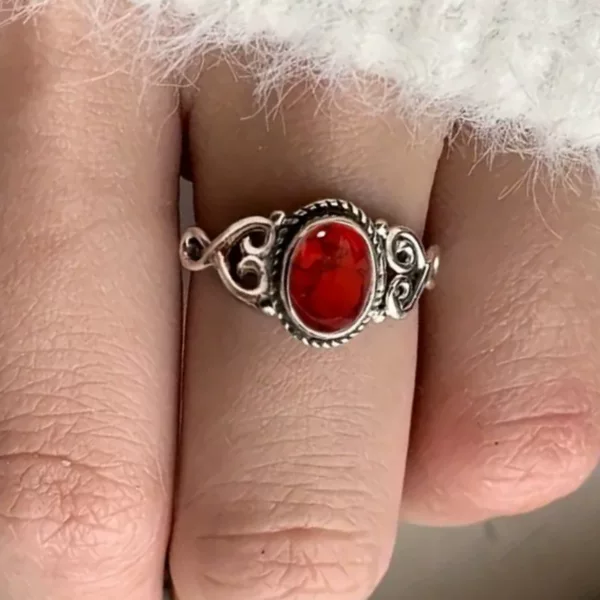 Zihua Wish Source of Goods: Vintage Turquoise Inlaid Rings, Cross-Border E-Commerce, European and American Women's Engagement Gifts, Hand Jewelry Wholesale