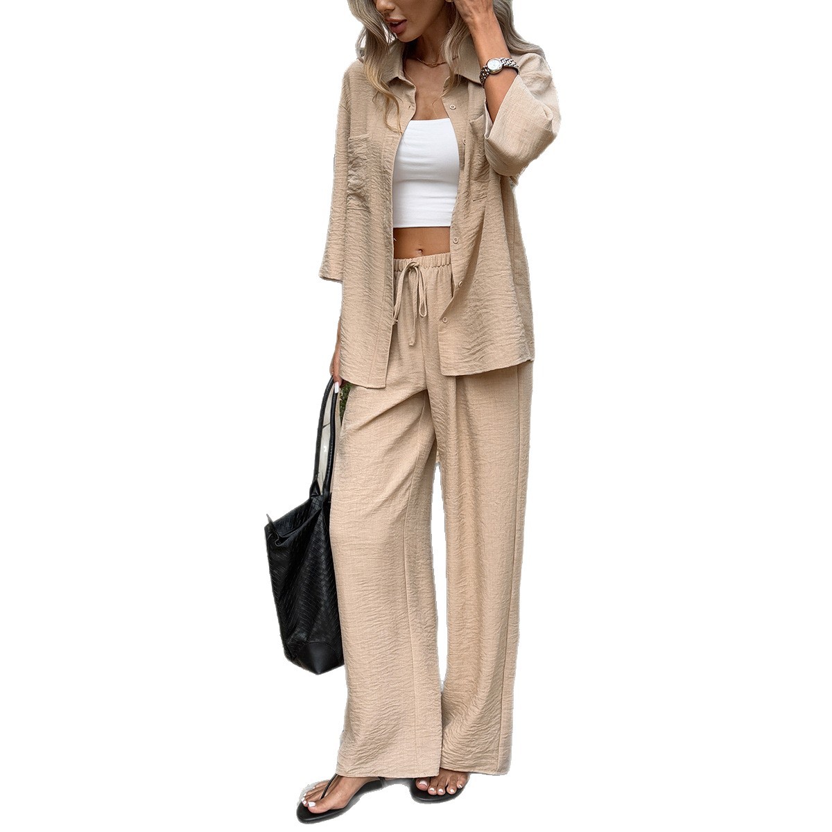 Women's Clothing Elegant Long Sleeved Top Set For Women Versatile Long-Sleeved Top Set Offers Comfort Spring Summer Two Piece Set_ecoleips.com