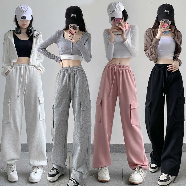 American-Style Drawstring Sports Sweatpants for Women, New High-Waisted Slimming Workwear Long Pants for Spring and Autumn, Trendy Casual Pants for Women American-Style Drawstring Sports Sweatpants for Women, New High-Waisted Slimming Workwear Long Pants for Spring and Autumn, Trendy Casual Pants for Women