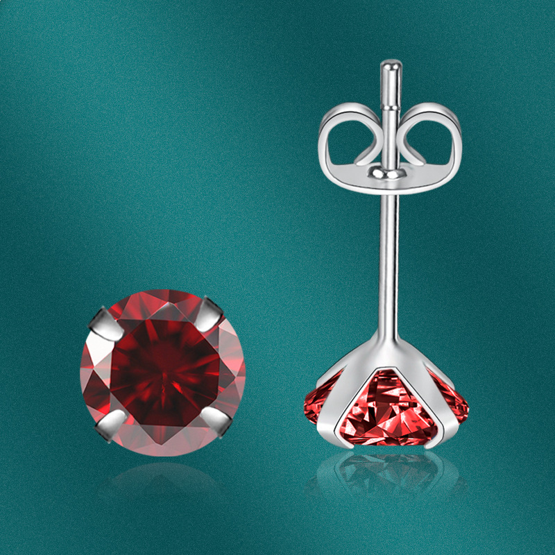 Inlay Design Fashion Geometric Copper Inlay Zircon Ear Studs 1 Pair