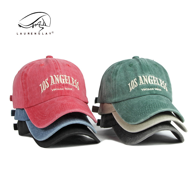 Sombrero de algodón lavado bordado letra LOS ANGELESS verano a prueba de sol gorra de béisbol para hombres y mujeres