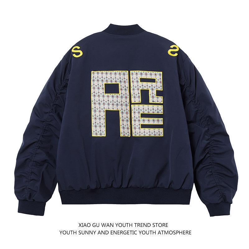 American-style Letter Embroidered Baseball Suit Jacket for Men and Women National Trendy Loose All-match Couple Aviator high quality Cotton-padded Coat