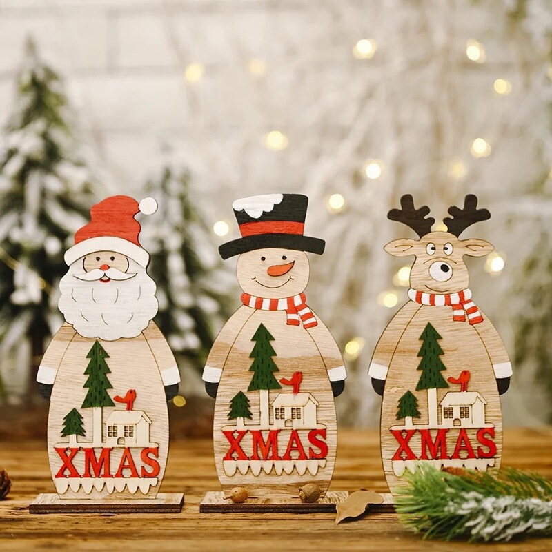 クロスボーダー新製品クリスマス装飾小さな雪だるま木製装飾品デスクトップカウンタークリスマスツリーシーン雰囲気アレンジメント|undefined
