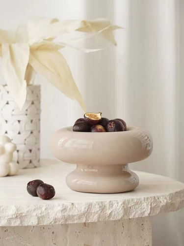 Creative Life [Marshmallow] Ceramic Fruit Plate Home Living Room Coffee Table Storage Fruit Plate Snack Plate