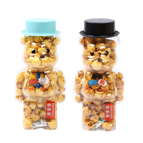 Caramel Cream Rainbow Flavor Internet Famous Bear Bottled Popcorn 138g Cinema KTV Children's Leisure Snacks