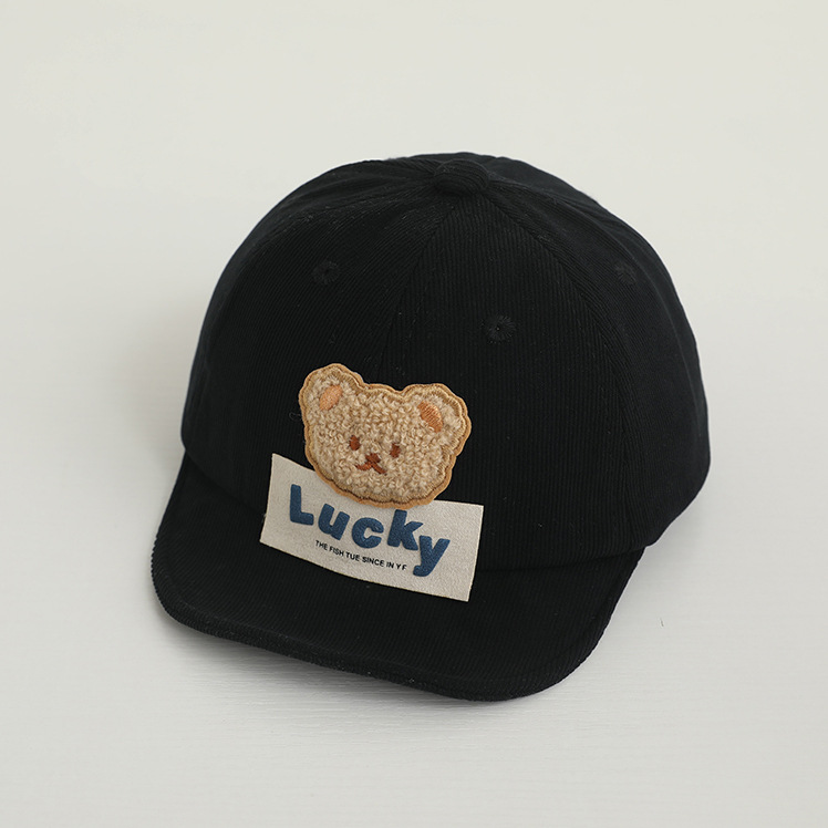 Bebé enarboló el otoño y el invierno bebé suave gorra de béisbol lindo oso de dibujos animados niños y niñas sombrero de pana