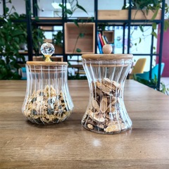 高ホウ素シリコンガラス密封缶竹蓋茶葉缶透明ガラス貯蔵缶雑穀乾燥果収納缶