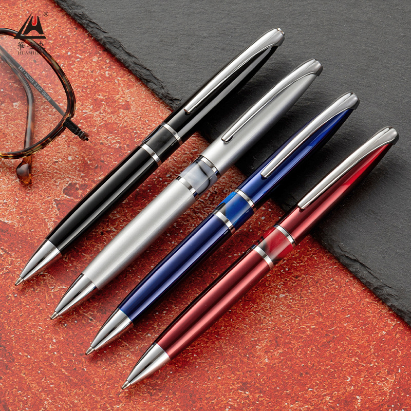 厂家批发金属旋转圆珠笔 商务广告礼品亚克力中油圆珠笔印制LOGO