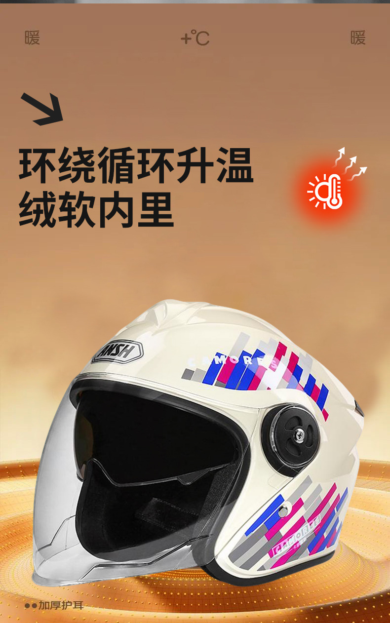 3C Certified Electric Vehicle Smart Bluetooth Helmet, Smart Half Helmet for Delivery, Autumn and Winter Warm Windproof Double Mirror Sun Protection, Class a