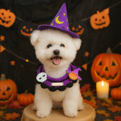 ペット犬猫小型犬子犬唾液タオルよだれかけハロウィンゴールドラベルウールスカーフホリデーよだれかけ