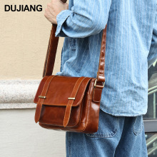 DUJIANG真皮男士斜挎包大容量油蜡皮信封包商务休闲单肩斜挎包男