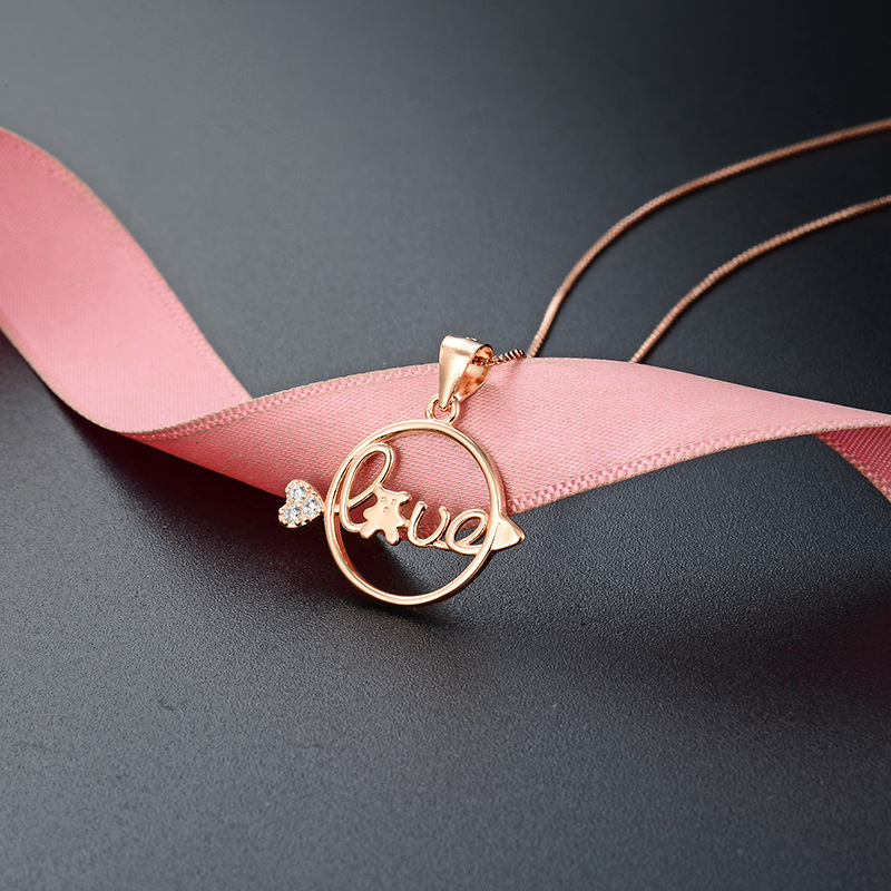 Transfronterizo Amazon inswind 925 plata esterlina lindo collar de letras de oso mujer moda ligera lujo colgante de amor