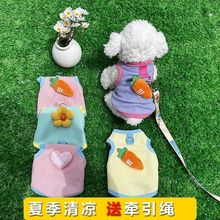 小猫咪狗狗春夏秋新款宠物幼犬奶猫可爱卡通可牵引背心防掉毛衣服