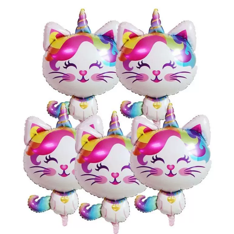 彩色独角兽独角猫铝膜气球生日婚礼派对布置装饰气球夜市摆摊气球