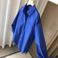 原品!!! 通勤気質担当!!! ゆったり感袖シワ有機高枝綿デザインシャツ女