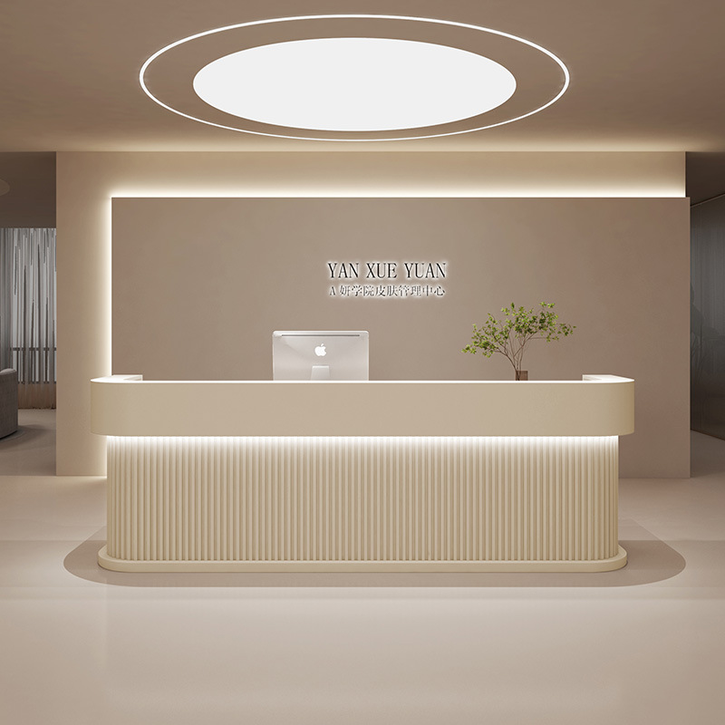 简约美容院收银台简约服装店瑜伽馆吧台幼儿园烤漆前台酒店接待台