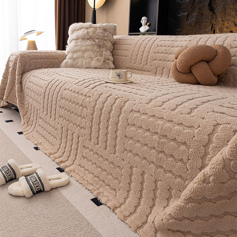 Otoño y invierno toalla de sofá gruesa, almohadilla de sofá de color sólido, toalla de sofá antideslizante y resistente al desgaste, toalla de sofá antideslizante, invierno grueso