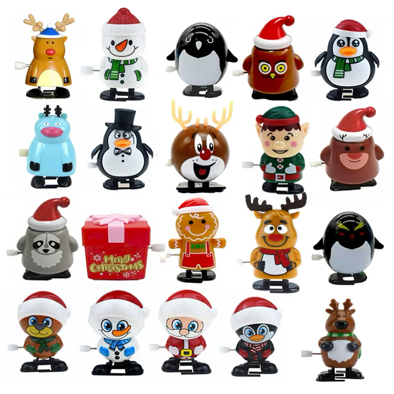 Christmas wind-up toy for elderly, set, pinguin
