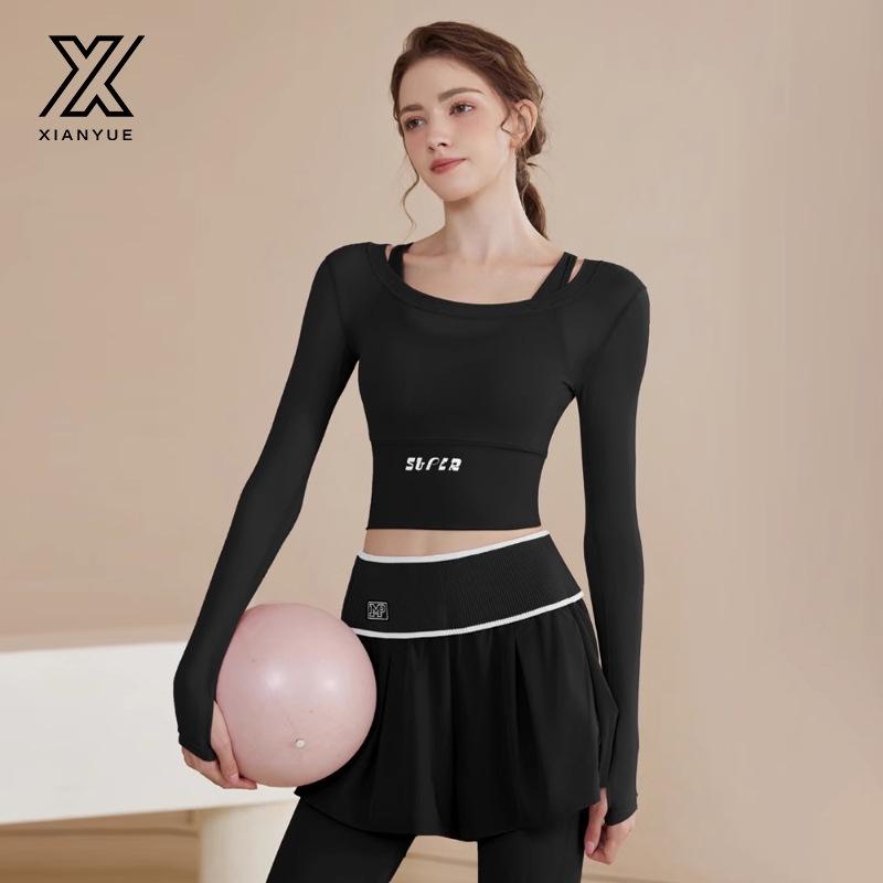 2025瑜伽服女秋冬新款上衣运动跑步普拉提训练健身长袖套装批发|undefined
