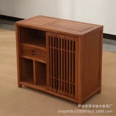 老楡木中国式サイドキャビネット復古壁貯蔵茶の湯キャビネット実木玄関移動禅意湯キャビネット