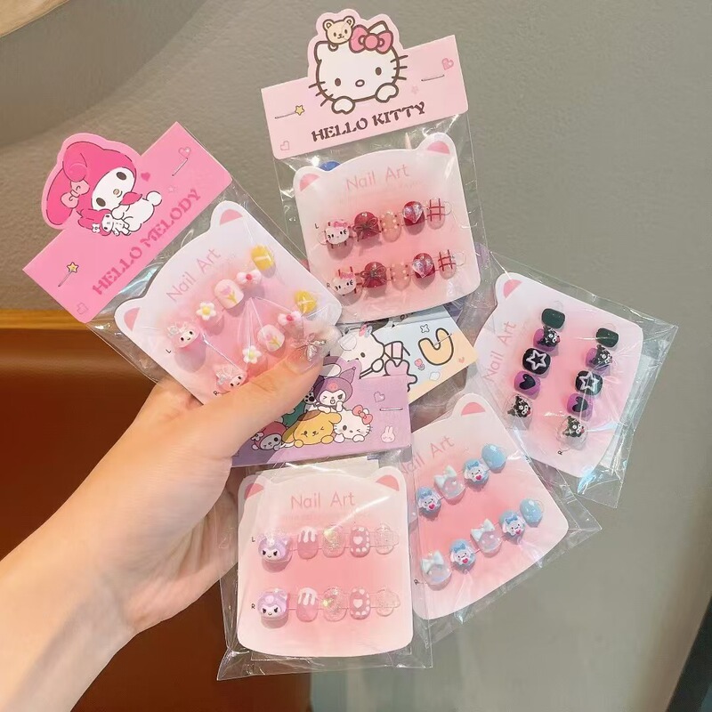 儿童穿戴甲三丽鸥立体指甲贴女童新款美甲半手工可拆卸自粘防水贴|undefined