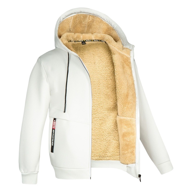 Transfronteriza Amazon Otoño e Invierno de los hombres con capucha forrada de lana de cordero engrosada suéter más tamaño abrigo de moda al por mayor