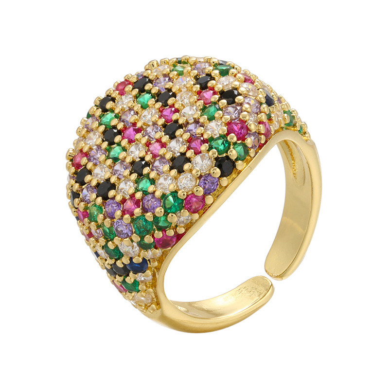 New color diamond opening adjustable round full diamond ring wholesale