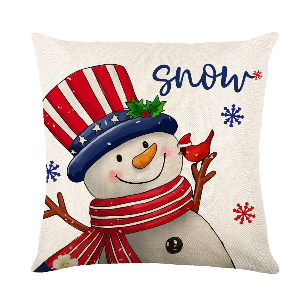 Christmas Decorations Pillow Covers Sofa Square Throw Pillow Cases Stamping Snow - Picture 6 of 40