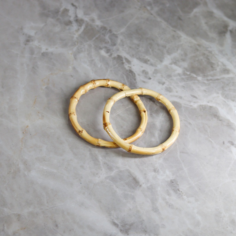 Anillo de bambú dorado en stock, productos de bambú chinos hechos a mano, anillo de mango de bambú DIY, anillo de bambú retro