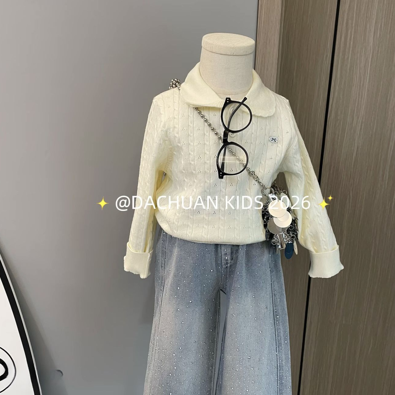 女童毛衣春秋2027新款韩版洋气春季儿童装时髦百搭针织polo衫上衣