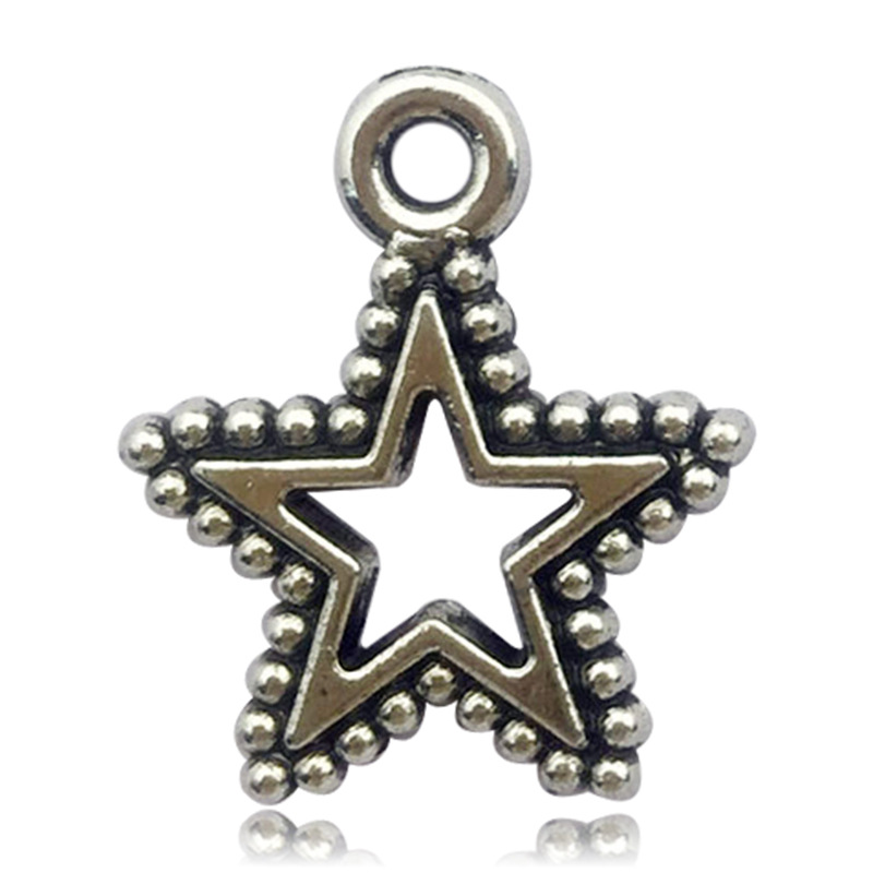 Retro DIY accesorios de joyería de aleación hechos a mano 1 Estrella hueco estrella de cinco puntas collar de meteorito pendientes colgante