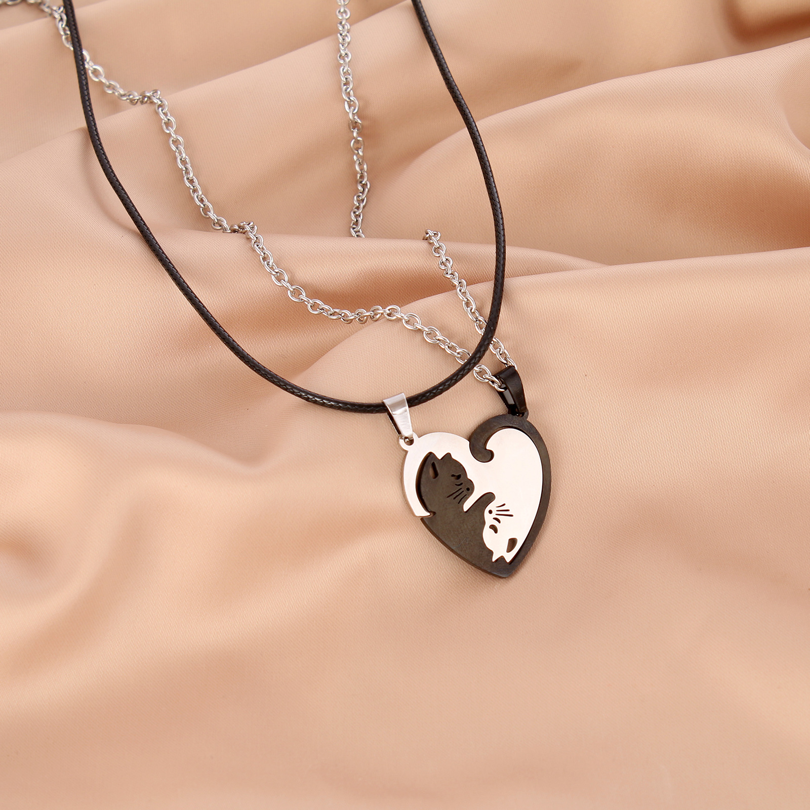 304 Stainless Steel Chain Material Wholesale Jewelry Simple Style Cat 304 Stainless Steel Polishing Pendant Necklace